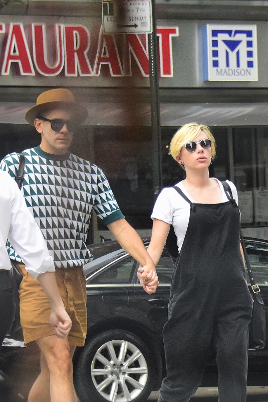 Scarlett Johansson and Romain Dauriac hold hands while out in New York City