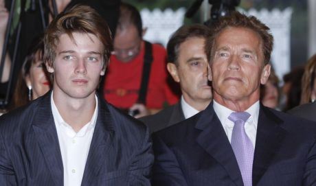Arnold Schwarzenegger and son Patrick Schwarzenegger attends the opening of the Arnold Classic Europe Sports Festival at the Cecilio Rodriguez Gardens