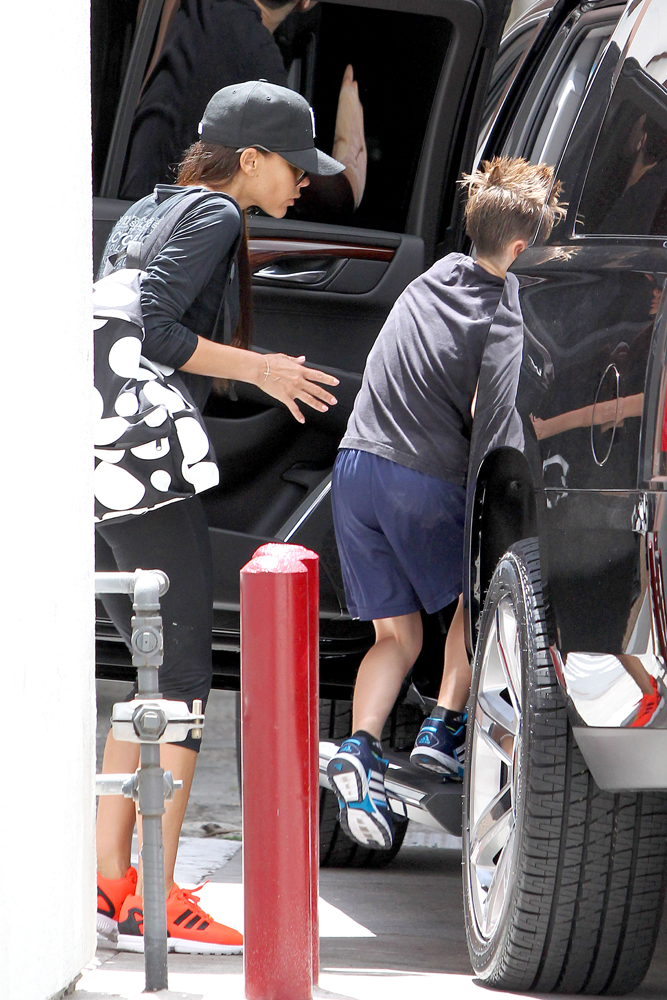 EXCLUSIVE: Victoria and David Beckham make a family trip to the gym