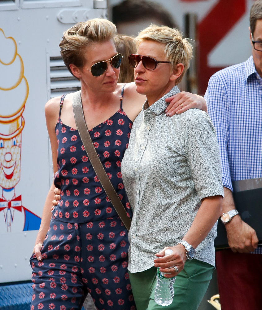 EXCLUSIVE: Ellen Degeneres and her wife Portia de Rossi seen arm in arm walking in New York City