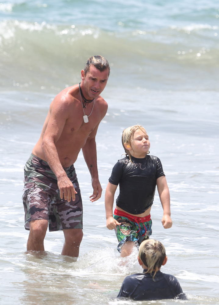Gwen Stefani and Family at the Santa Monica Beach in Los Angeles,CA