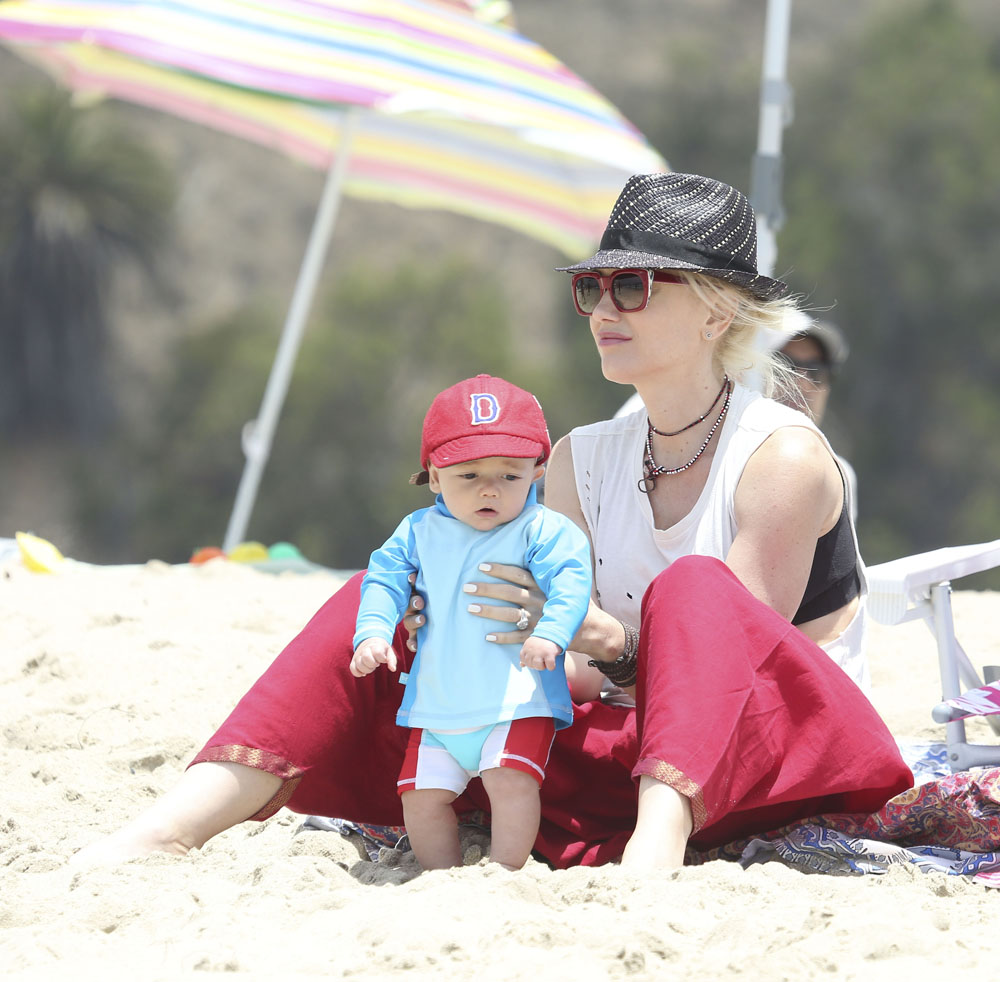 Gwen Stefani and her family at the Santa Monica Beach in Los Angeles, CA
