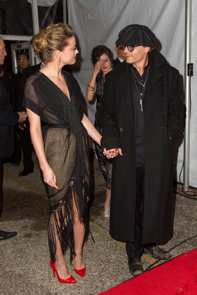 Johnny Depp shows up to support fiancιe Amber Heard at the Texas Film Awards