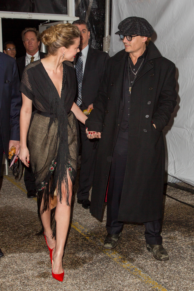 Johnny Depp shows up to support fiancιe Amber Heard at the Texas Film Awards