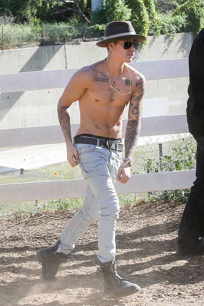 Justin Bieber takes a ride on a White Horse