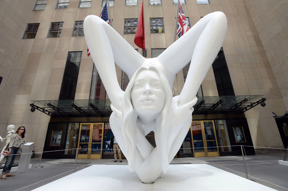 A Kate Moss painted bronze sculpture entitled