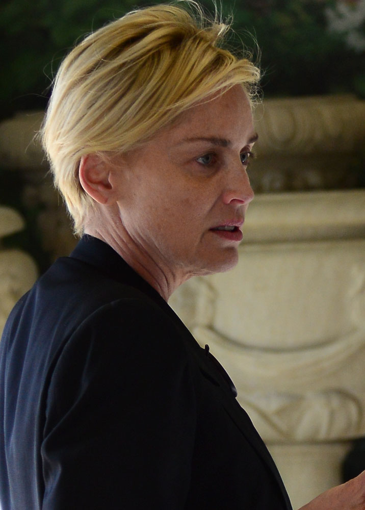 EXCLUSIVE: Sharon Stone checks out some statues, planters and such at a stone store along Robertson Boulevard in Beverly Hills, CA